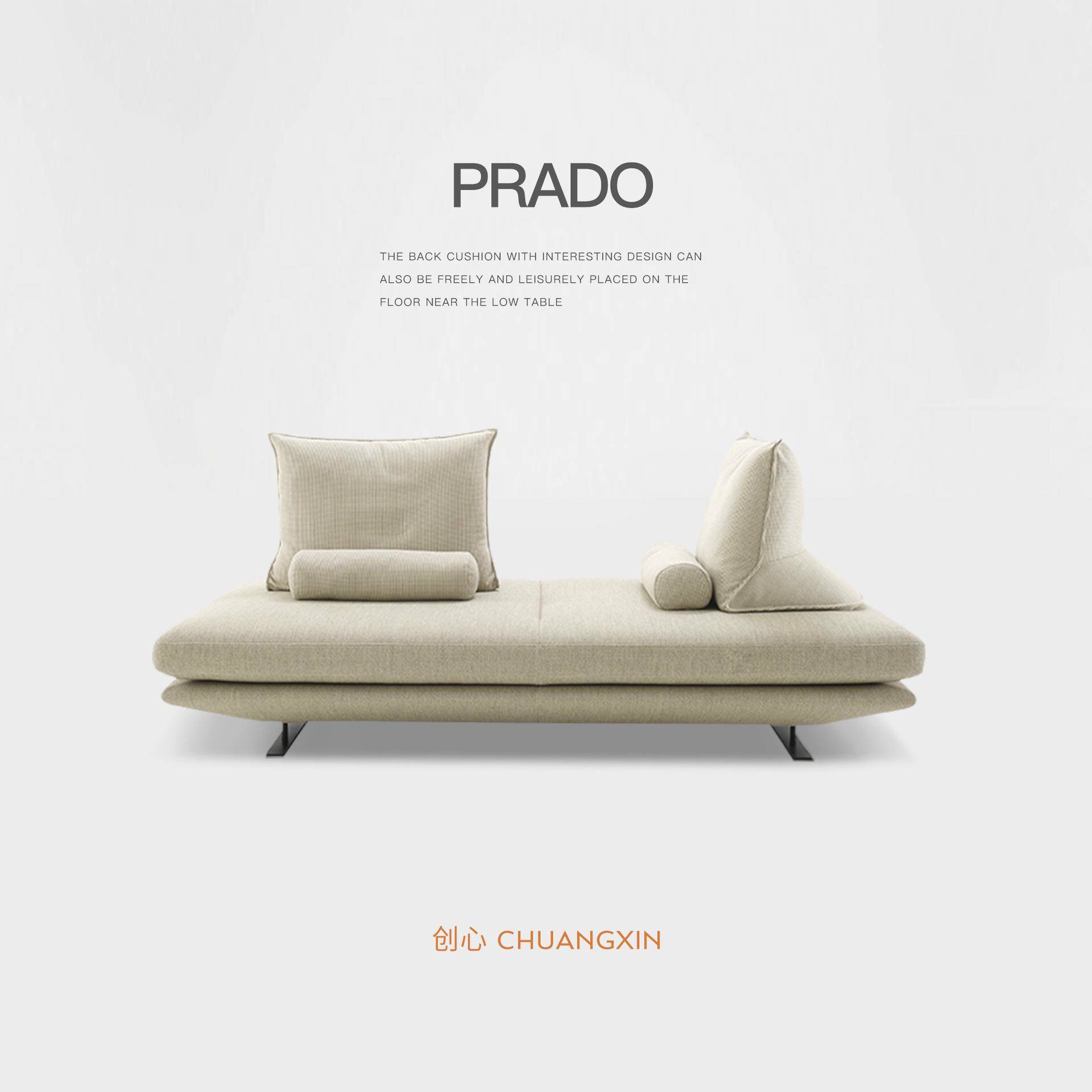 意式极简无靠背扶手小户型客厅写意空间卧室布艺沙发书房衣帽间