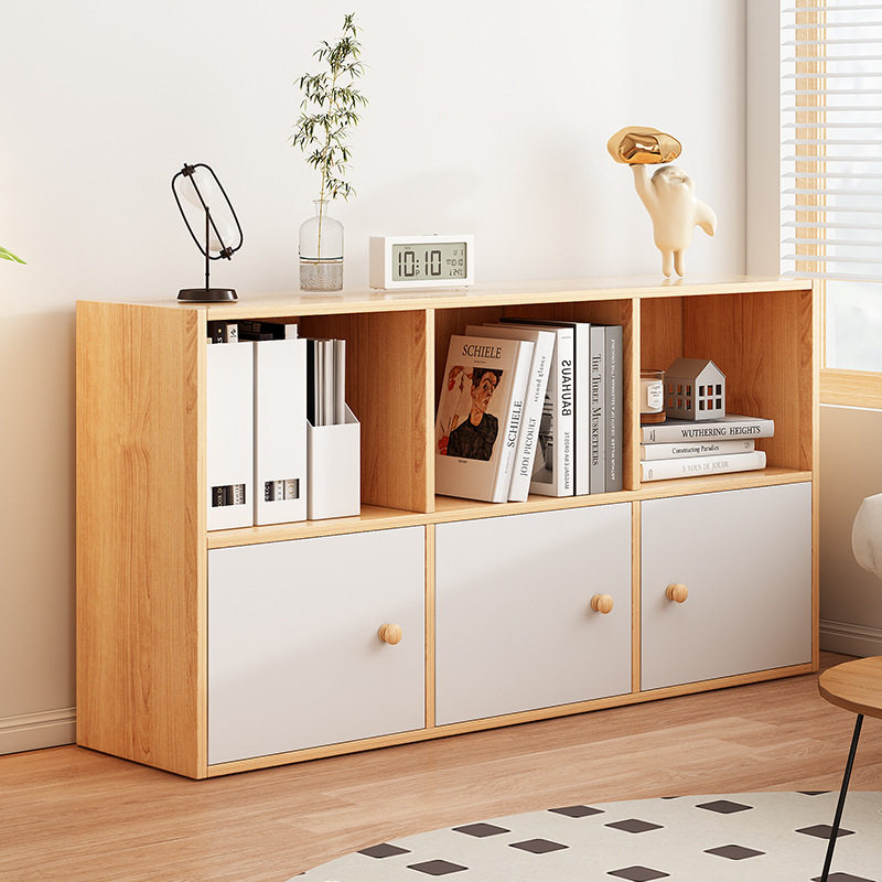 书架实木落地靠墙收纳展示柜客厅书房家用简易组合格子书柜置物架