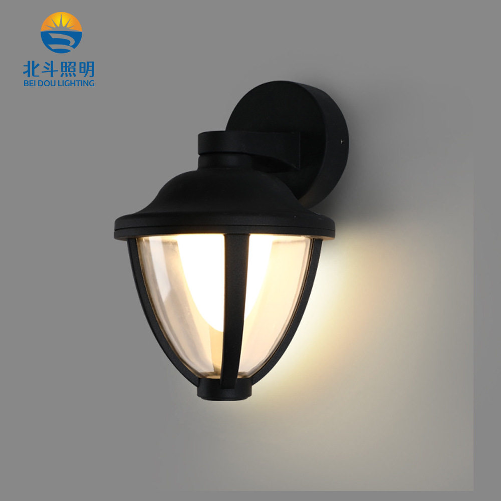 黑色北欧户外防水Led别墅酒廊过道墙酒店外墙复古铝材PC防水壁灯
