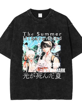 光死去的夏天t恤水洗做旧印花美式复古 忌堂光短袖夏季宽松潮牌