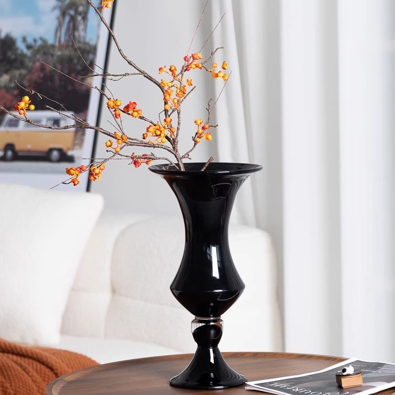 中古复古风灯黑色琉璃高脚花瓶花器高级感简约装饰样板间插花摆件,电子元器件市场,电线扎带/束线带,淘宝优惠券,粉丝福利购,淘宝优惠卷