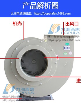 九洲风机 PP4-72离心风机PP聚丙烯防腐材料塑料风机 聚丙烯化工厂