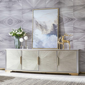 意式 轻奢电视柜茶几组合客厅实木家具简约奢华储物柜后现代落地柜