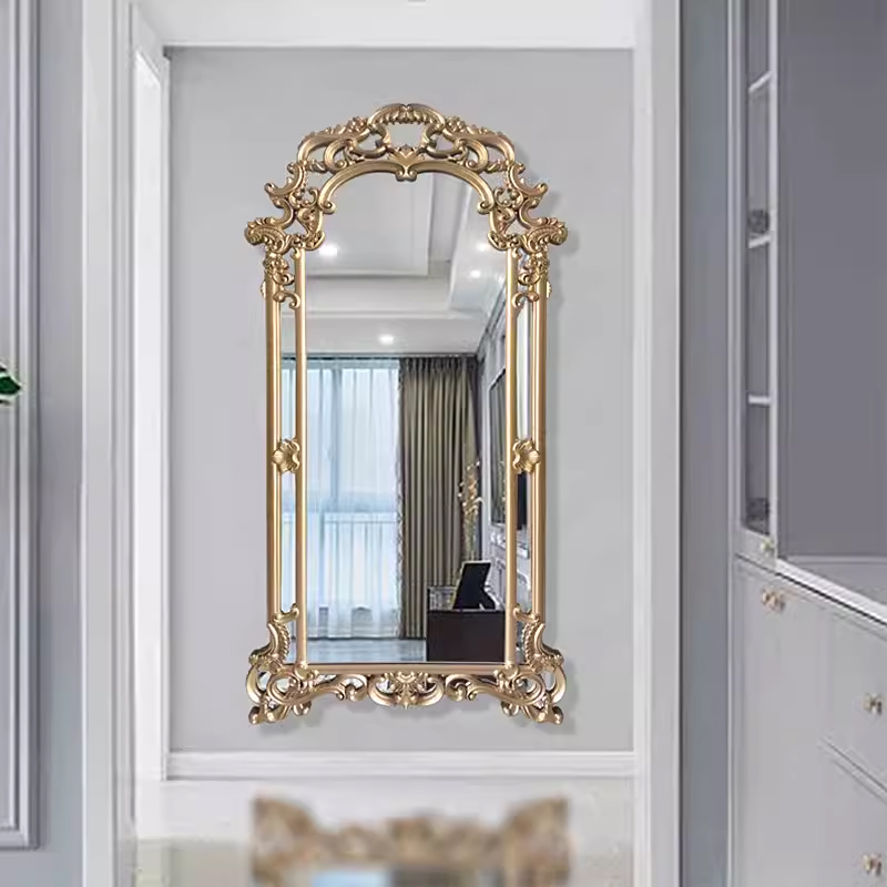 欧式穿衣镜别墅手工雕花仿古家用轻奢试衣镜轻奢别墅装饰落地镜