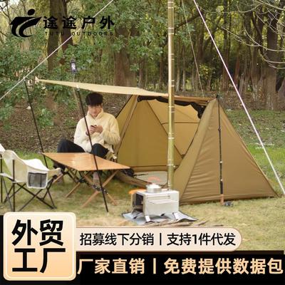 户外露营210T超轻量化双人便携庇护所BC天幕网纱抗风防雨求生帐篷