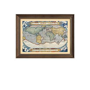 世界风光书房装饰画高级感复古航海图美式挂画欧式客厅背景墙壁画