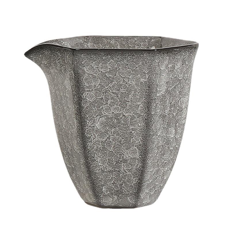 茶青瓷WAV黑冰茶公道杯茶杯漏手冰工复古铁胎冰裂纹陶瓷具遇水化