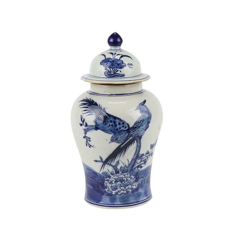 景德青HON镇陶瓷器仿将军罐花手绘人物花鸟古小号军罐家居花将瓶