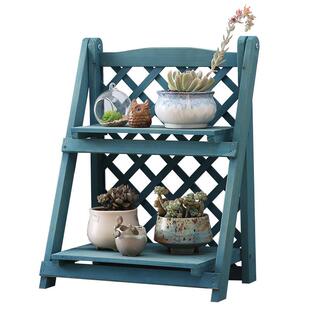 白色两层折叠网格花格板花架书架置物架书桌架福建龙岩香杉木防腐