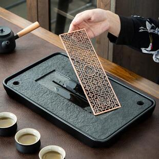 天然乌金石茶盘干泡台家用茶具托盘沥水小型轻奢日式小茶台蓄排水