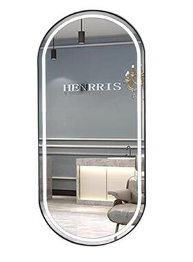 网红理发店镜子挂壁式酒店浴室专用LED灯美发镜台单面落地带灯镜