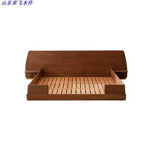 地台床北美黑胡桃木全实木床樱桃木双人大床架日式榻榻米矮床婚