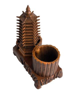 创意款树脂摆件九层文昌塔笔筒摆件仿木佛塔宝塔办公室摆件招财