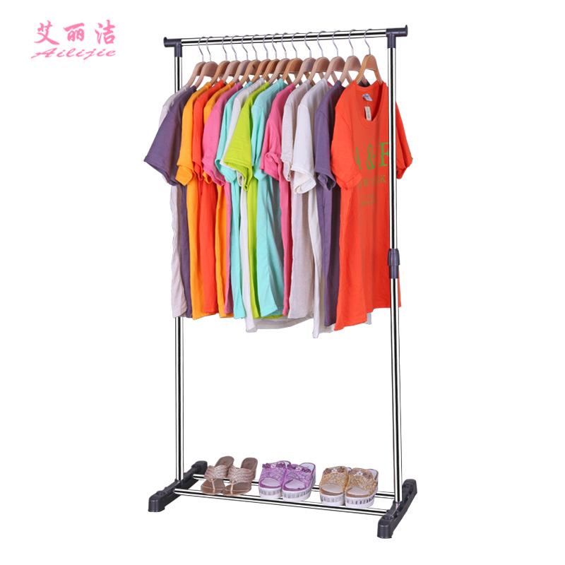 单杆普通 不锈钢晾衣架 卧室落地挂衣服架子拆装 特价包邮