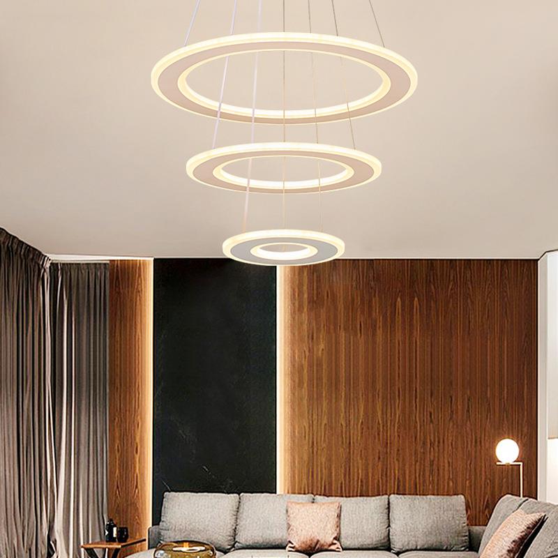 led餐厅吊线灯现代简约创意个性圆环形客厅餐桌饭厅北欧风格灯具