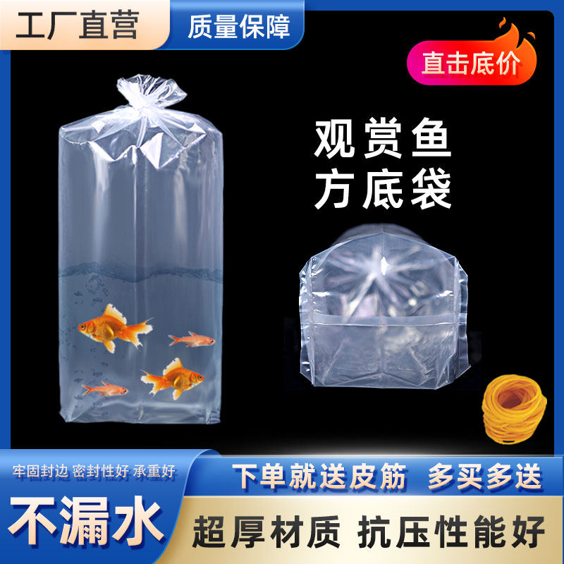 速发观装鱼打包袋鱼苗四角方底氧气袋装活鱼运输塑料厚加水族包赏