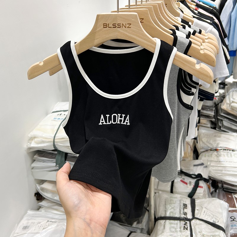 速发打底背心内搭妹色小众刺绣纯欲外撞无袖上衣辣穿吊带夏