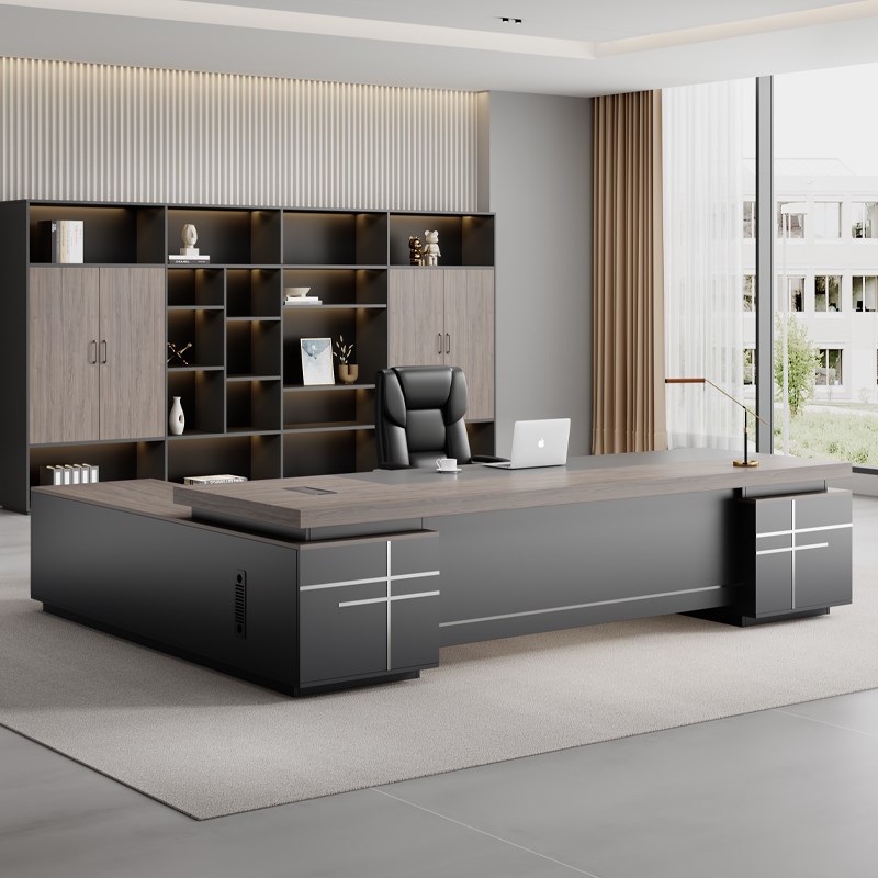 速发办公桌轻奢高端总裁桌主组桌椅管合办公室大班台经理办公室桌