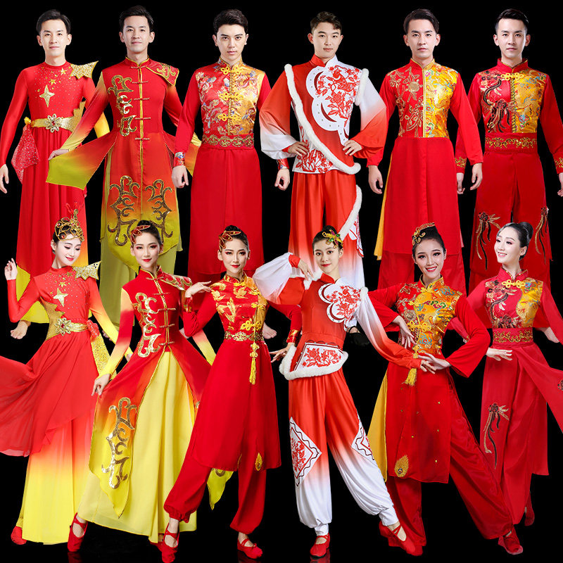 速发打鼓演出服装开场舞大鼓新款中国风成鼓鼓舞舞锣表演喜庆腰人