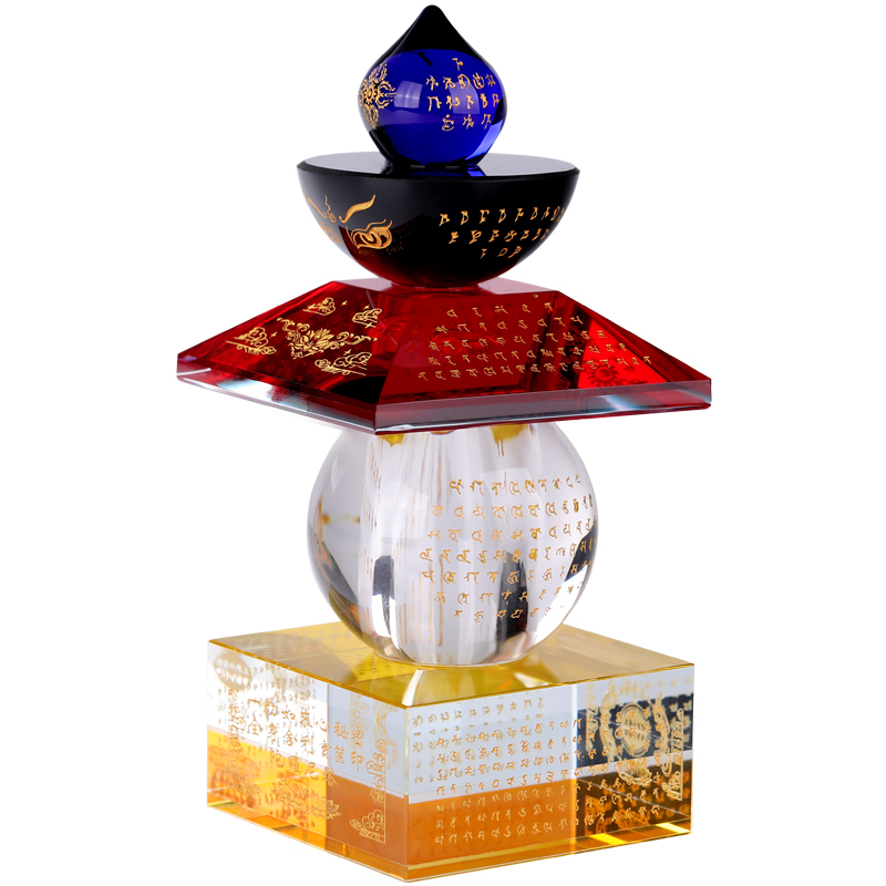 速发水舍彩色五轮利提塔如来供奉晶菩子宝箧印陀罗尼佛塔打开摆件