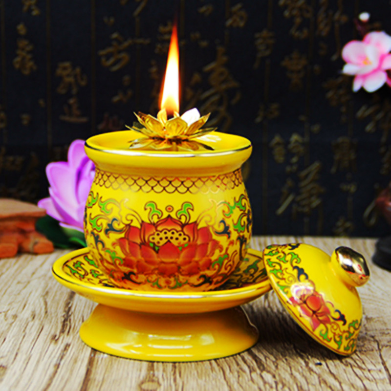 速发佛台无字莲花香炉供果盘供盘供杯油花净水瓶供佛佛瓶灯具套装