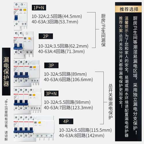 现货速发漏电断电保护器断路器空气开关家用2p空调带过载漏保1p+