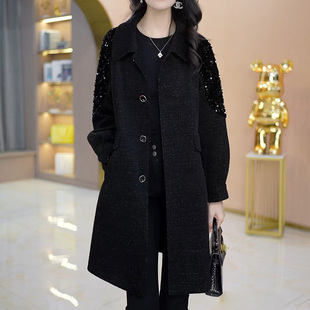 速发杭州意法风衣外套款202款新款春秋爆5轻奢高级感中长款毛呢大