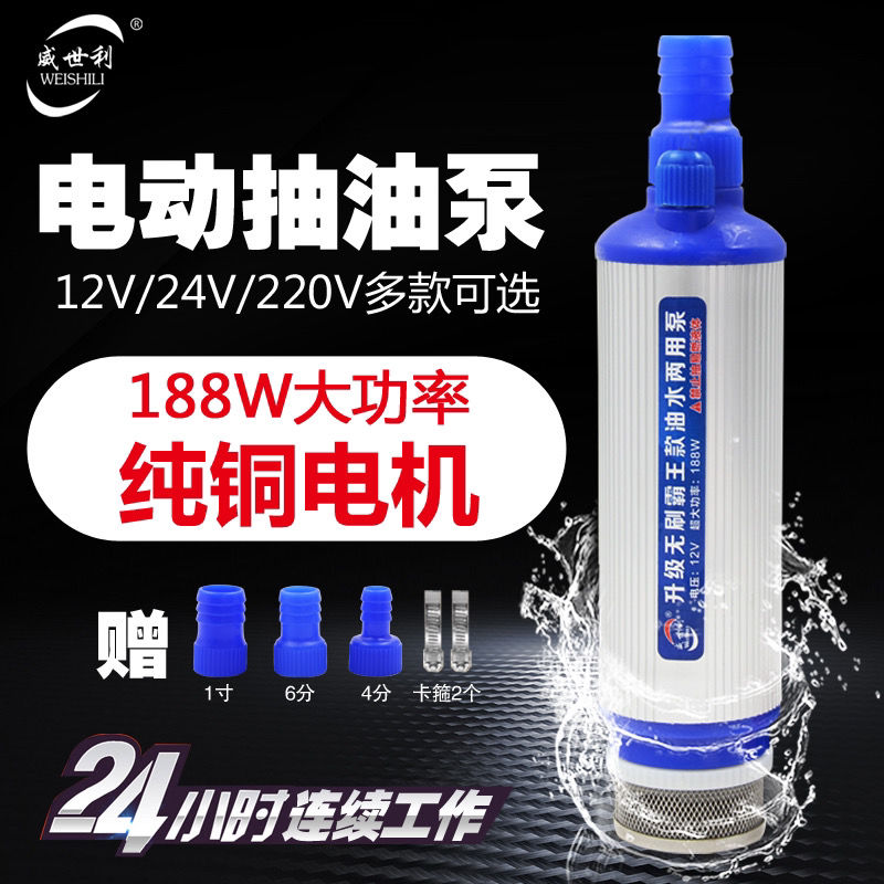 速发新款无刷霸v款w大功率油水两用泵12王24v迷你抽油抽水油抽子