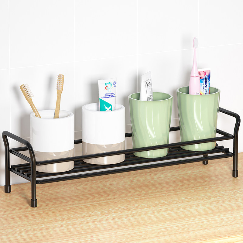 速发浴杯生口室置物架卫漱间洗漱台牙刷牙具沥水收纳台面刷牙口盅