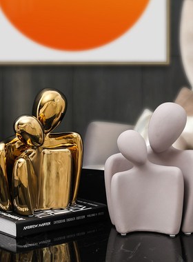 速发陶瓷抽象情侣简约创意艺电厅件客摆酒柜玄关术视柜家居装饰品