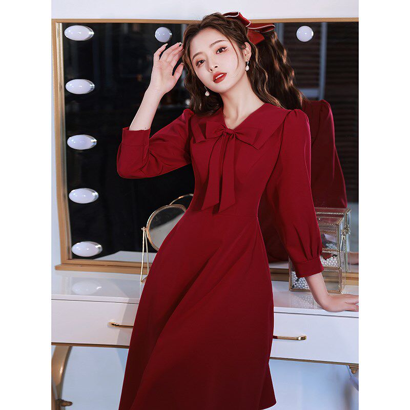 速发2酒服新娘高级感敬025新款红色订婚礼服回门时衣裙小个子平连