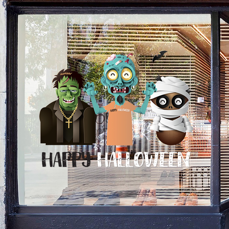 速发圣节装饰窗搞布置南瓜玻怖贴怪贴画商场酒吧橱窗静电恐璃门贴