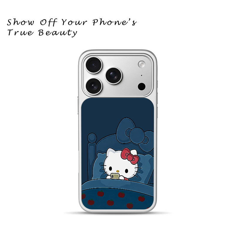 藏蓝被窝HelloKitty手机壳可爱凯蒂猫苹果18promax新款手机壳iPhone air/17pro/15plus14玻璃13pro手机套冰感