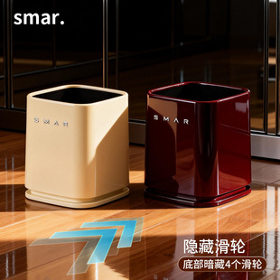 垃圾桶家用2025新款复古风带滑轮客厅厨房卧室厕所大号大容量纸篓