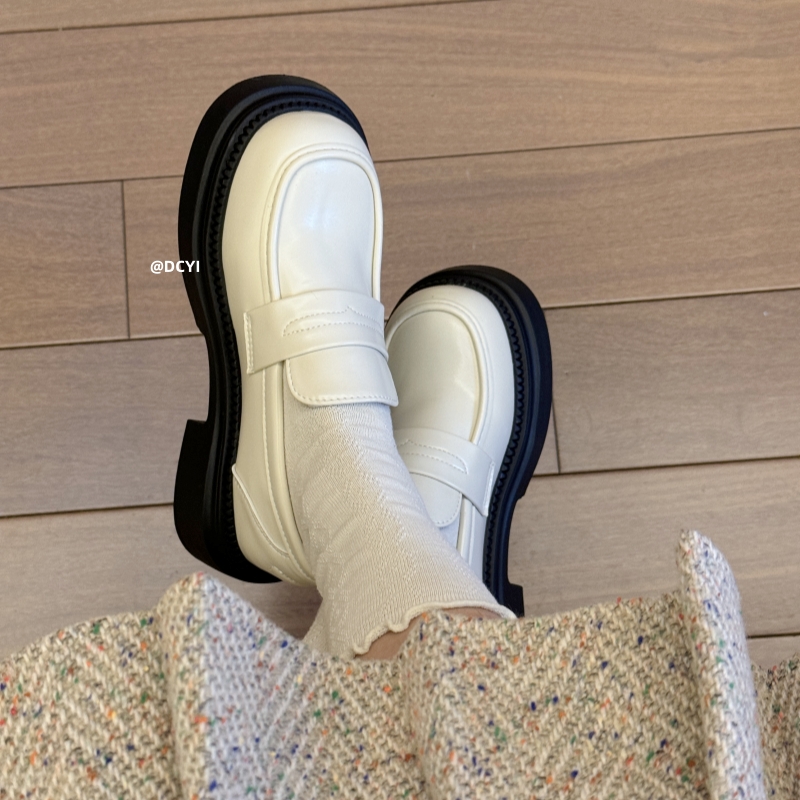 乐福鞋院风jk白色小皮鞋女