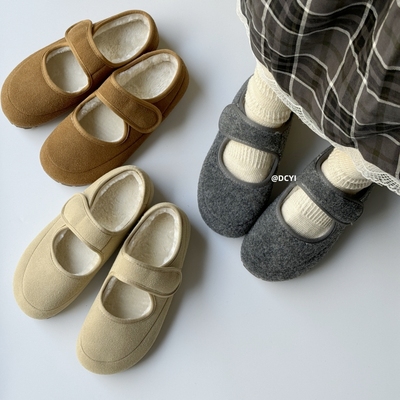 可爱玛丽珍豆豆鞋加绒保暖棉鞋