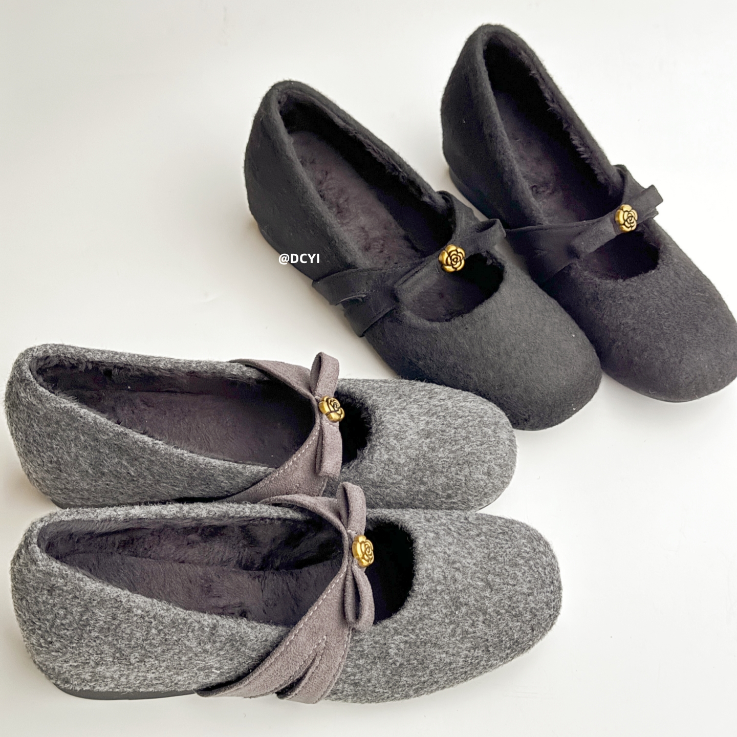 内增高加绒灰色单鞋女毛毛鞋棉鞋