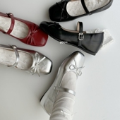 DCYI银色内增高芭蕾舞单鞋 女浅口软底厚底配裙子红色玛丽珍小皮鞋