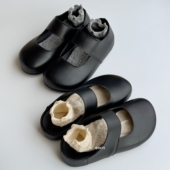 单鞋 DCYI黑色厚底玛丽珍小皮鞋 女日系可爱配裙子一脚蹬包头半拖鞋