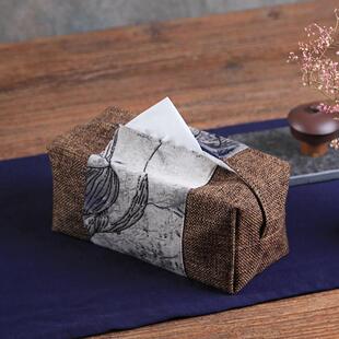 手工棉麻布艺纸巾盒 车用客厅卫生纸盒 田园风创义大利面 面巾纸