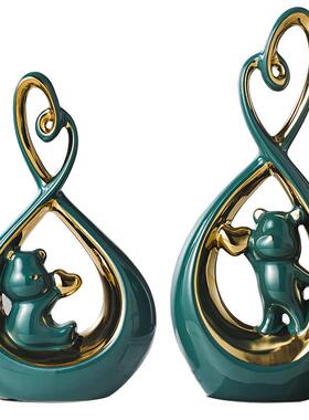 现代轻奢陶瓷家居客厅摆件酒柜电视柜装饰品创意桌面摆设结婚礼物