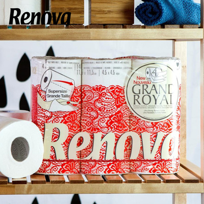 RENOVA皇冠卷纸6卷白色大张纸巾酒店高档餐厅专用纸巾
