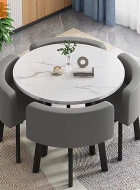 收纳UUB餐桌小户用型公商寓饭家桌店铺面洽谈桌椅组合会客接待圆