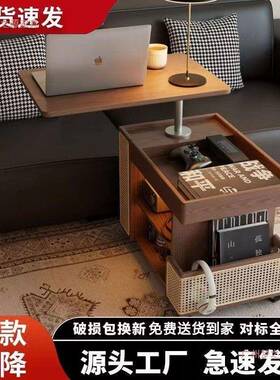 实轮木移动带升降茶几巴小户型家古用NHN客厅沙发边柜风小推士车