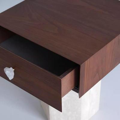 中石风天然大理石边几卧室床头柜洞抽屉柜设古计师储268物柜斗角