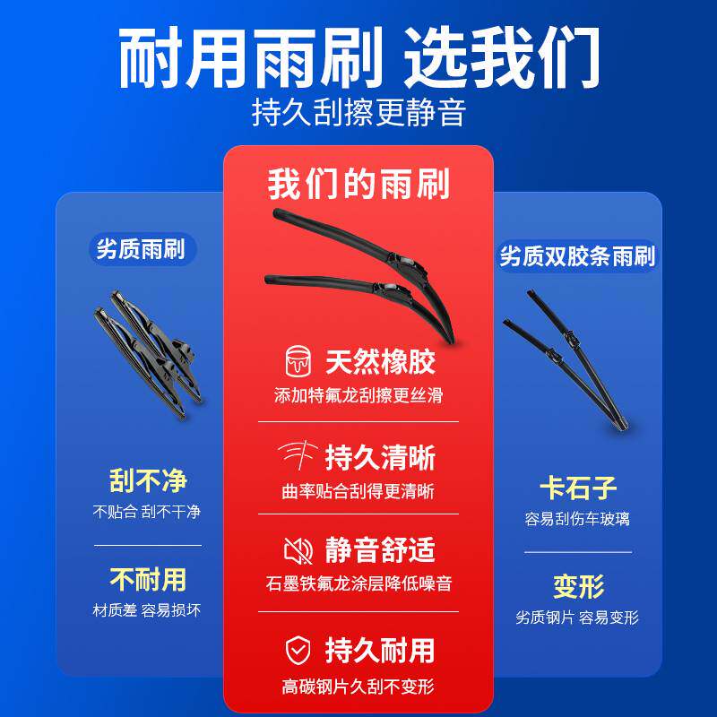 牧象汽车雨刮器无骨静音原改装专用胶条原厂经典前后窗替换雨刷片