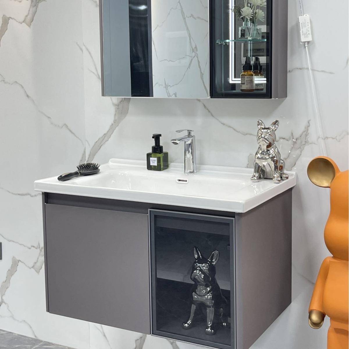 生不约锈钢优质一体盆浴室柜组合代76870简柜卫间现洗漱