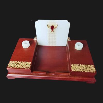 办公面收纳铁便笺台艺收纳桌名片盒摆件台面整理盒用具新URL中式