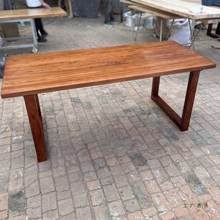老木茶桌会实桌木餐桌办公议电脑学985习桌茶几榆茶台复古做旧大