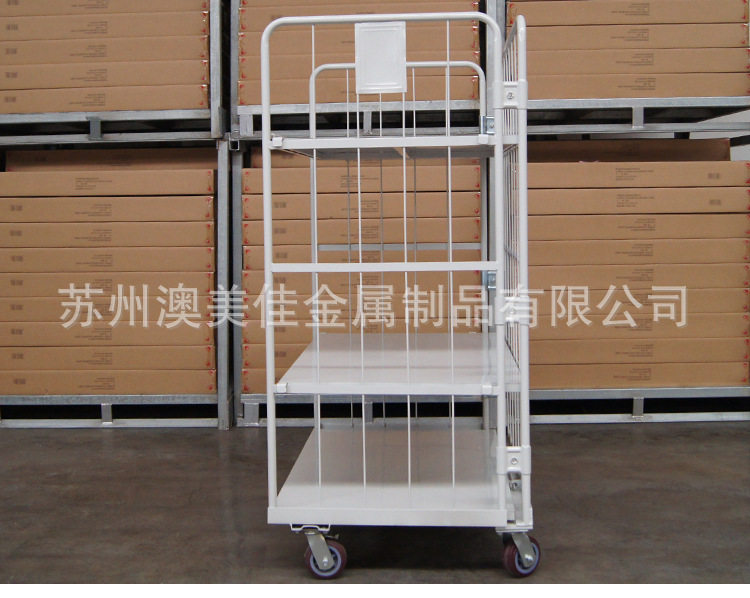 仓库周转物流带轮带门推车